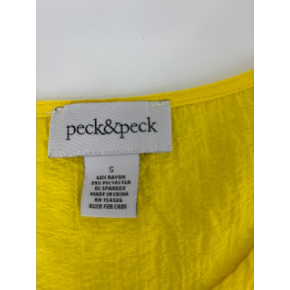 Peck & Peck Women's‎ Yellow Rayon Polyester Blend V-Neck Top Size S - Picture 3 of 6